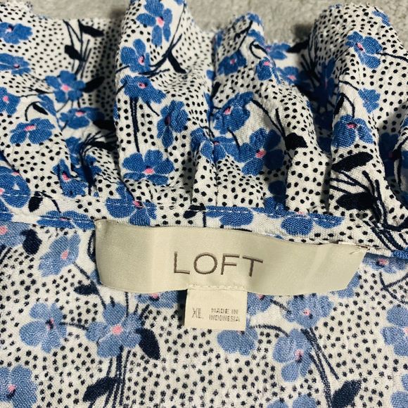 LOFT Floral Ruffle Tassel Blouse Size XL Women’s - Picture 6 of 9